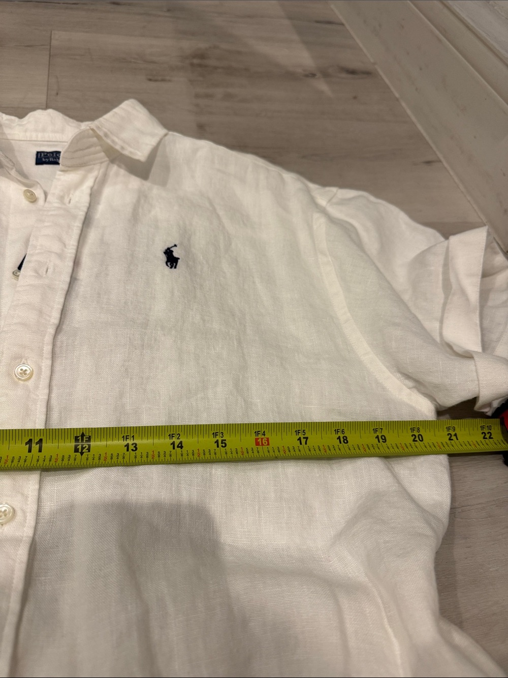 Polo by Ralph Lauren Linen White Button-Front Belted Shirt Dress with Pockets. - Picture 10 of 12